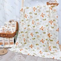 Khăn tắm cho bé Bunny vải xô Muslin 2 lớp sợi tre đa năng làm khăn quấn, chăn mỏng kích thước 1mx1m