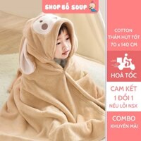 Khăn tắm cho bé, khăn choàng tắm có mũ, áo choàng tắm cho bé đi biển Shop Bố Soup