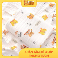 Khăn tắm cho bé, khăn xô tắm 4 lớp kích thước 110*110cm cao cấp mềm mịn cho bé Little Tiger