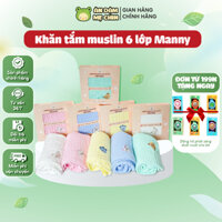 Khăn Tắm Cho Bé Muslin 6 Lớp Organic Cao Cấp Manny 100x110cm Kháng Khuẩn, Mềm Mại, Siêu Thấm - Shop Mẹ Chin