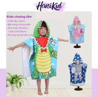 Khăn Tắm Choàng Có Mũ Trùm Đầu Cho Bé 2-5 Tuổi Chống Nắng Gió Lạnh Khi Đi Bơi, Đi Biển