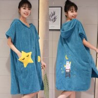 Khăn tắm có mũ cho người lớn, áo choàng tắm dài cho phụ nữ, áo khoác có thể đeo, áo choàng người lớn, khăn tắm hai công dụng, váy tắm, khăn tắm bằng lông cừu san hô siêu thấm.