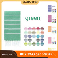 Khăn tắm đi biển Thổ Nhĩ Kỳ ANGRYFISH, Khăn tắm sọc Cotton cỡ lớn 180x90cm có tua rua, Khăn tắm sọc thấm nước cao khô nhẹ