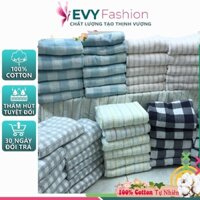 Khăn tắm kẻ muji EVY Fashion chất cotton mềm mại, mỏng nhẹ, thấm nước, mau khô, an toàn cho da