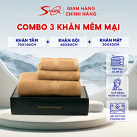 Khăn Tắm, Khăn Gội, Khăn Mặt, 3 Khăn Cotton Mềm Mại, Dễ Giặt Sạch, Không Xù Bông Không Phai Màu 743