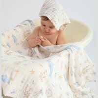 Khăn Tắm Kháng Khuẩn Cho Bé A Chăn Bông Thấm Nước Siêu Mềm Giống Gạc