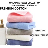 Khăn tắm lớn cotton cao cấp Homemark chuẩn khách sạn thấm hút tốt, bông tự nhiên mềm mại phù hợp mọi làn da nhạy cảm - Xanh - 40x65 CM