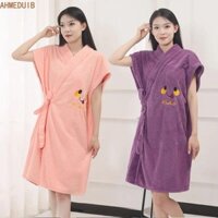 Khăn tắm nữ AHMEDUIB, Áo choàng tắm khách sạn mềm mại lông cừu san hô, Bộ đồ ngủ gia đình dày hoạt hình quấn thấm hút Váy tắm Lady