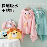 Khăn tắm trẻ em loại a Thấm hút nước hơn Cotton nguyên chất Khăn tắm có mũ trùm đầu cho bé sơ sinh Áo choàng tắm dày khô nhanh có thể mặc Áo choàng có sẵn cho da @