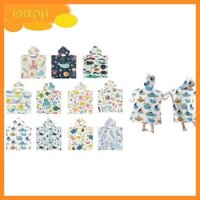 Khăn tắm trẻ em WMMB Áo choàng tắm có mũ trùm đầu in hình thoáng khí cho bé để vui chơi ngoài trời