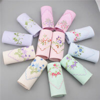 Khăn Tay thấm mồ hôi Hộp Quà Tặng Thêu Nguyên Chất Khăn Tay Cotton Thanh Lịch Nữ Thêu 3.13 Mềm Mại