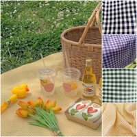 Khăn / Thảm Vải Picnic Cắm Trại Hoạ Tiết Caro Vintage - Có may viền