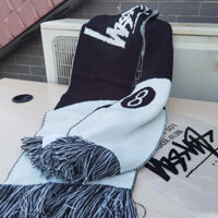 Khăn Thể Thao Cá Tính Đen 8 Đen Trắng Khăn Hai Mặt Thu Đông Nam Nữ Cặp Đôi Thể Thao Ấm Áp