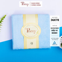 Khăn thể thao POÊMY sọc gân, kích thước 36x78cm, siêu mềm mịn, thấm hút tốt, phù hợp sử dụng khi tập Gym, chạy bộ - Xanh ngọc trai