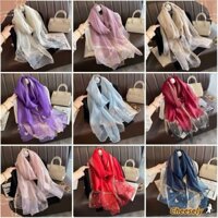 Khăn thêu bướm CHEESELY 90x90cm, Khăn lụa sang trọng hình bướm, Khăn choàng Hijab chống nắng cho nữ