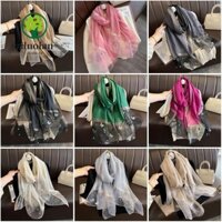 Khăn thêu bướm ZILUOLAN, Khăn lụa thoáng khí thêu, Bướm nữ mịn màng chống nắng mùa xuân Hijab