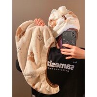 Khăn tóc in hình gấu mặt cười dễ thương mới, nhanh khô, lông cừu san hô, thấm hút, không bong tróc, khăn quấn đầu D5SX