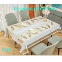 Khăn trải bàn 3D da Simili cao cấp 1m4*1m8 đẹp sang trọng, chống thấm nước tốt,dễ lau chùi