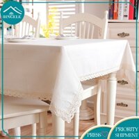 Khăn Trải Bàn Bằng Cotton Màu Trắng Trơn Hình Chữ Nhật