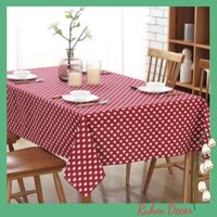 Khăn trải bàn caro cực đẹp cực rẻ  - họa tiết Trái tim trắng nền đỏ - KB-I06