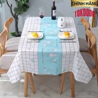 Khăn Trải Bàn Chống Thấm Nước Họa Tiết Độc Đáo, Tấm Lót Decor Bàn Ăn Kẻ Caro Nhiều Kích Thước Chính Hãng TOKDODO - 90x137 cm - Trắng Kem