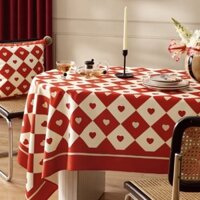 Khăn trải bàn đám cưới kiểu Trung Quốc Khăn trải bàn trà đám cưới Lễ Hội Màu Đỏ khăn trải bàn ăn hình chữ hỷ hình chữ nhật vải nghệ thuật 1INM