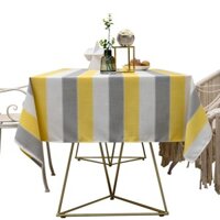 Khăn trải bàn hình chữ nhật, thảm cà phê sọc vàng, vải cotton và lanh, bàn ghế khách sạn đơn giản, có sẵn bán buôn