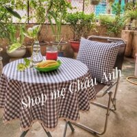 Khăn trải bàn hình tròn hoạ tiết (vải thô)