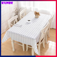 Khăn Trải Bàn Kẻ Caro KUNBE Chống Thấm Nước, Tấm Lót Bàn Ăn Nhiều Kích Thước Decor Bàn Ăn Tiện Dụng  - 137x180 CM - Trắng