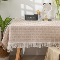 Khăn trải bàn kiểu waffle Nhật Bản, khăn trải bàn ren trắng bằng vải cotton-linen, khăn trải bàn tròn và vuông, khăn phủ bàn cà phê, khăn phủ bàn đầu giường, khăn trải bàn làm việc, vải nền chụp ảnh, khăn trải bàn