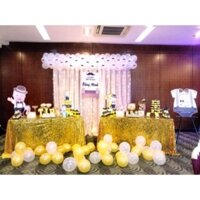 Khăn trải bàn kim sa màu trắng - vàng