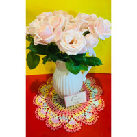 Khăn trải bàn, lót bình hoa hoạ tiết Vintage, đường kính 30cm.