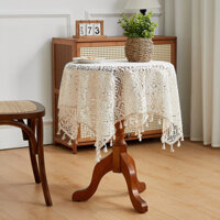 Khăn trải bàn ren rỗng retro Mỹ, màu trắng thuần khiết, khăn trải bàn hình chữ nhật, bàn ăn, bàn cà phê, bàn tròn, khăn trải bàn cho chụp ảnh