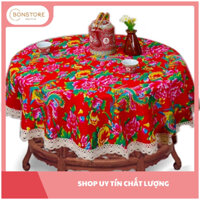 Khăn Trải Bàn Rộng 1m6 Nền Đỏ Hoa Văn Đẹp Decor Chụp Ảnh, Trải bàn Nhà Hàng, Sự Kiện Phong Cách Xưa