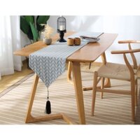 KHĂN TRẢI BÀN RUNNER LAN DECOR TBR333 HỌA TIẾT ZIKZAK TRẮNG XÁM