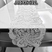 Khăn trải bàn thêu JUDYDOLL, Khăn trải bàn ren 150 * 29cm màu trắng, Khăn trải bàn bằng vải Polyester Tiệc cưới