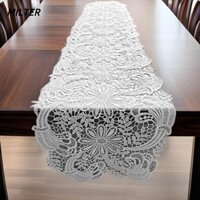 Khăn trải bàn thêu MILTER, Khăn trải bàn ren trắng Polyester, Khăn trải bàn 150 * 29cm Tiệc cưới