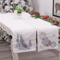 Khăn trải bàn trắng bông tuyết (table runner)