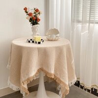 Khăn trải bàn tròn bằng ren trắng phong cách Nhật Bản sang trọng chất lượng cao