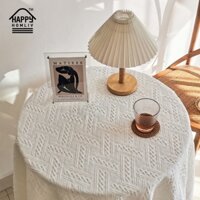 Khăn Trải Bàn Tròn Màu Trắng Phong Cách Nhật Bản