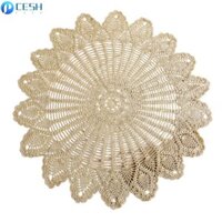 Khăn Trải Bàn Tròn Móc Rỗng Handmade Dệt Kim Bao Vải