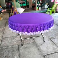 khăn trải bàn tròn tím ( có mai theo yêu cầu)