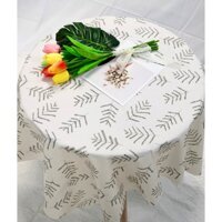 Khăn trải bàn vải flannel chống thấm nước họa tiết lá kim rỗng phong cách nhẹ nhàng vintage - T070