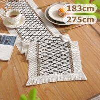 Khăn Trải Bàn Vải Lanh cotton Phối Tua Rua Phong Cách bohemian 72 / 108 inch Tkc3343