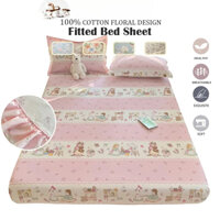 Khăn trải giường bằng vải Cotton cao cấp Khăn trải giường trang bị hoa 800TC Mềm siêu đơn Queen King Bed Sheet Fitsheet Vỏ gối