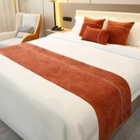 Khăn Trải Giường Runner Trơn Chenille Khách sạn Màu Trơn Đầu Giường Ném Ánh Sáng Đơn Giản Sang Trọng Bộ Đồ Ga Gối Bảo Vệ Trượt Cho Phòng Ngủ Khách sạn Phòng Cưới Giường Trang Trí