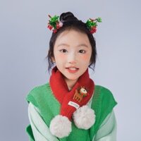 Khăn Trẻ Em Năm Mới Màu Đỏ Khăn Cho Bé Giáng Sinh Bé Gái Đeo Ngang Bao Bé Trai Dệt Kim Giữ Ấm