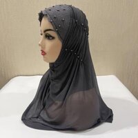 khăn trùm đầu Hijab Đạo Hồi Malaysia Indonesia woman wearing a headscarf, head coverings - Ghi xám