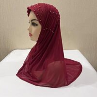 khăn trùm đầu Hijab Đạo Hồi Malaysia Indonesia woman wearing a headscarf, head coverings - đỏ ren
