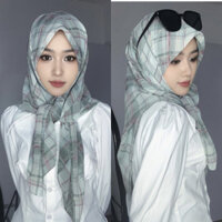Khăn trùm đầu hijab học sinh sinh viên vải chiffon hoạ tiết kẻ sọc khổ lớn 100x100cm